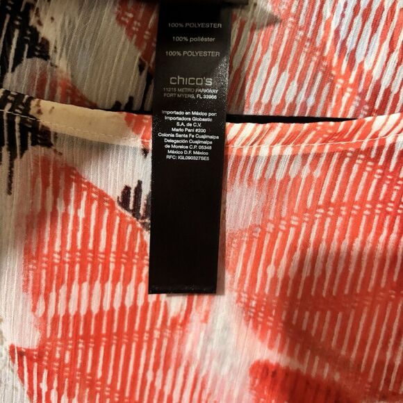 Chicos Travelers Tunic Top Medium 1 Multicolor Art To Wear Mix Print Blouse - Picture 8 of 9